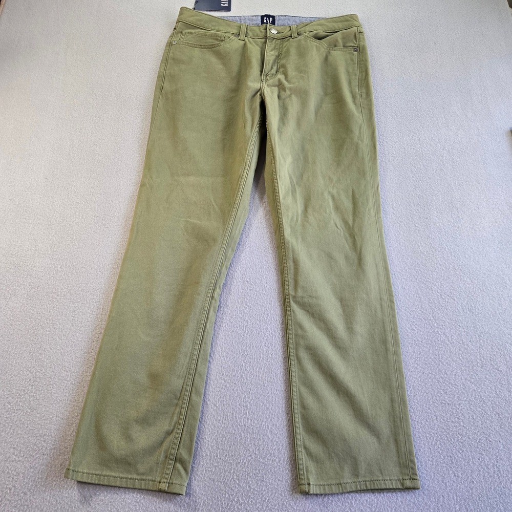 Gap Chino Pants Mens 32x30 Olive Green Straight Leg 5-Pocket Twill Trousers